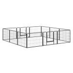 Hondenren - Rensville - Met deur - 12 panelen - Zwart