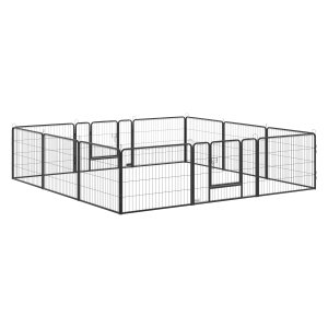 Hondenren - Rensville - Met deur - 12 panelen - Zwart