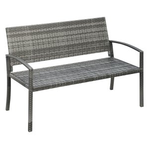 Tuinbank - Rattan-look - Stalen frame - Grijs