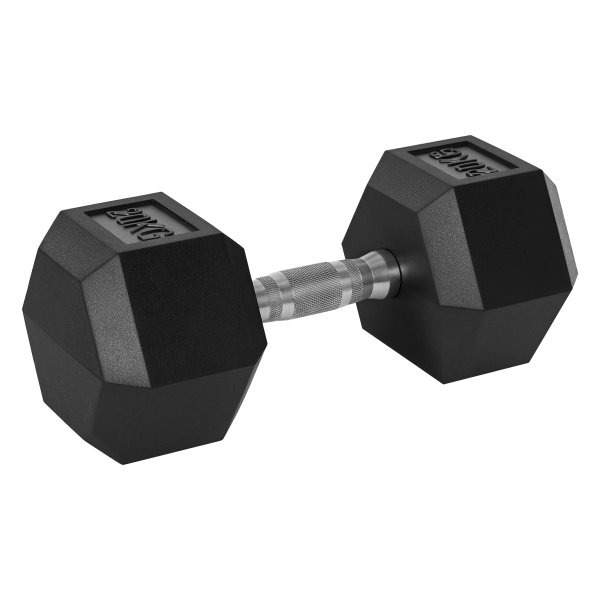 Haltergewicht - Rubberen grip - Gekartelde metalen - Zwart