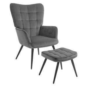 Fauteuil - LuxCraft - fluweelachtige bekleding - grijze