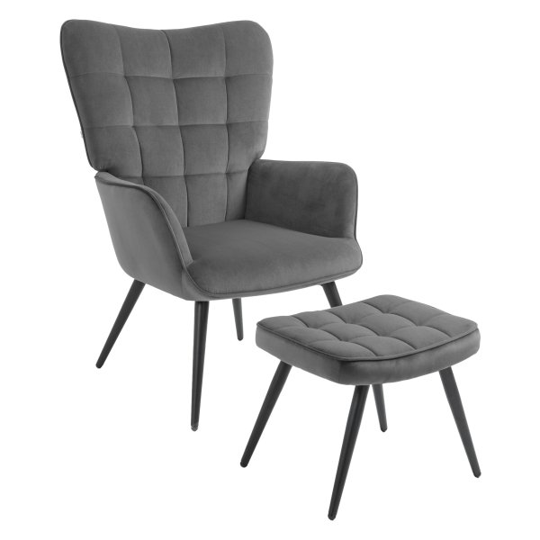 Fauteuil - LuxCraft - fluweelachtige bekleding - grijze