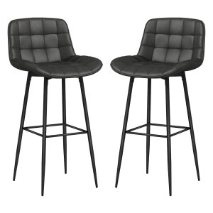 Barkrukken - Stijlvol design - Kunstleren bekleding - Antraciet