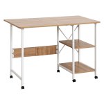 Bureautafel - Mobel - Inklapbaar - Wielen - Natuurlijk MDF
