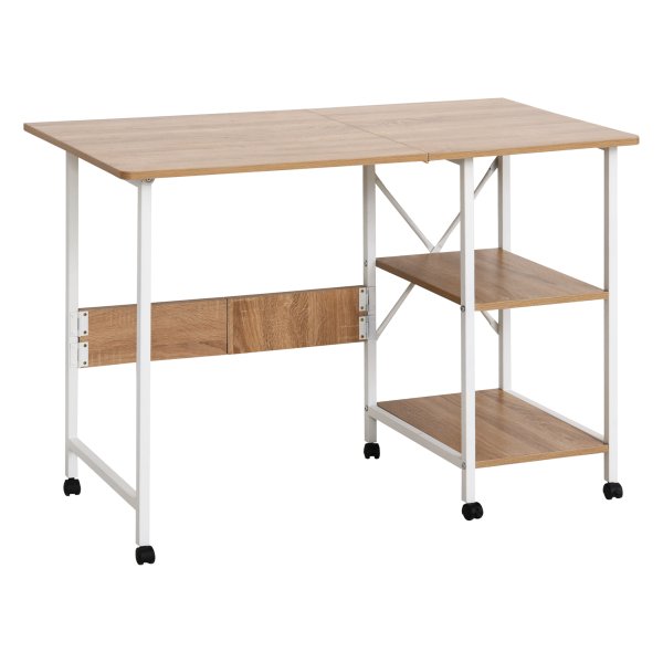 Bureautafel - Mobel - Inklapbaar - Wielen - Natuurlijk MDF