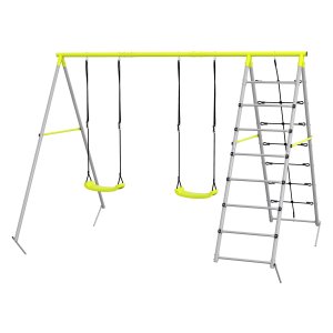 Speelset - OutdoorFun - Schommelframe - Klimnet - Groen
