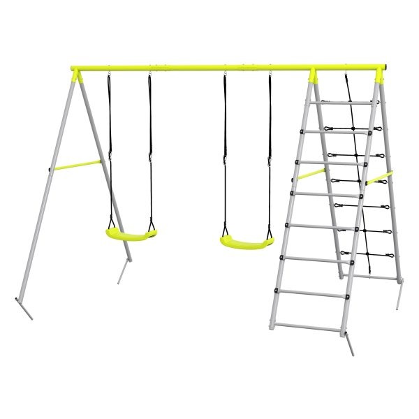 Speelset - OutdoorFun - Schommelframe - Klimnet - Groen