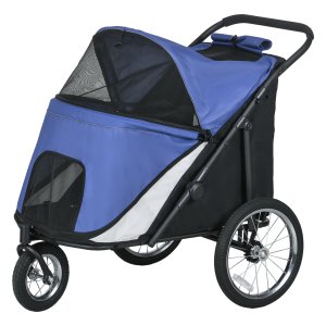 Hondenbuggy - Stoer - Inklapbaar – Stalen frame - Blauw/Zwart