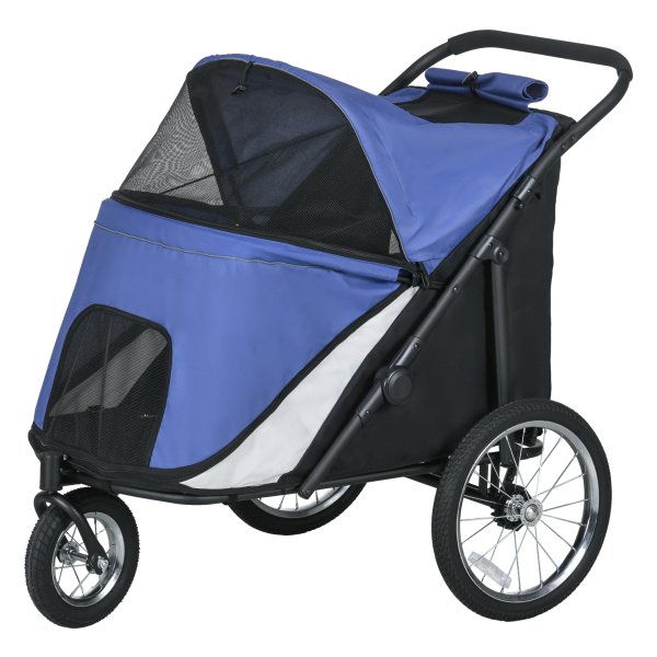 Hondenbuggy - Stoer - Inklapbaar – Stalen frame - Blauw/Zwart