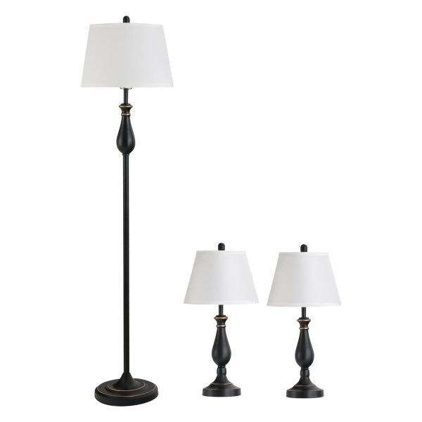 Lampenset - Vintage Home - Tafel- en vloerlamp - Zwart/wit