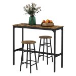 Bartafelset - Stoere Tafels - 3-delig – Barkrukken - bruin