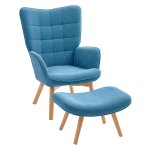 Voetenbank - Ontspanningsstoel - Corduroy Look - Blauw