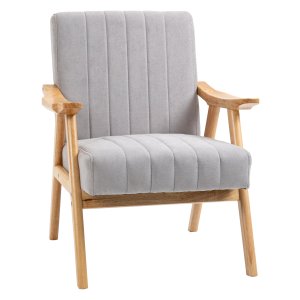 Fauteuil - LoungeLife - Scandinavisch design - fluweel-look - lichtgrijs