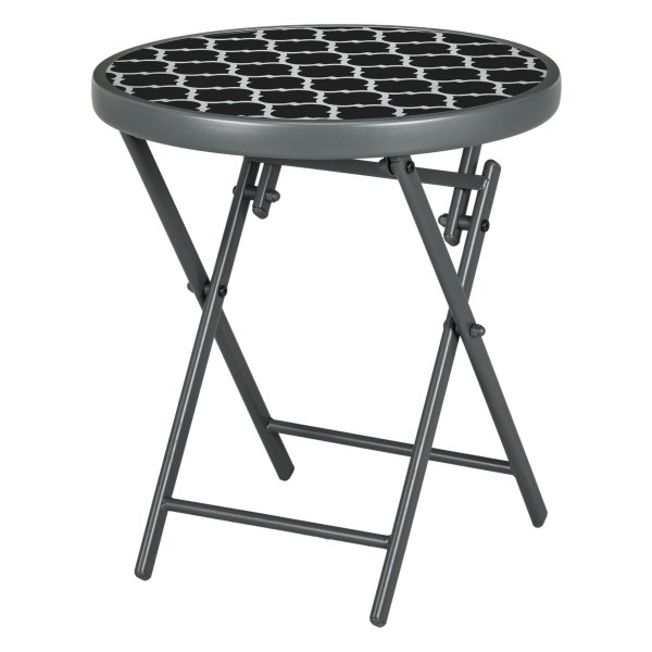 Bijzettafel - Outdoor Living - Opklapbaar & Glas - Zwart