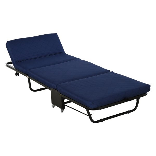 Logeerbed - Luxe Comfort - Opklapbaar & Verstelbaar - Blauw