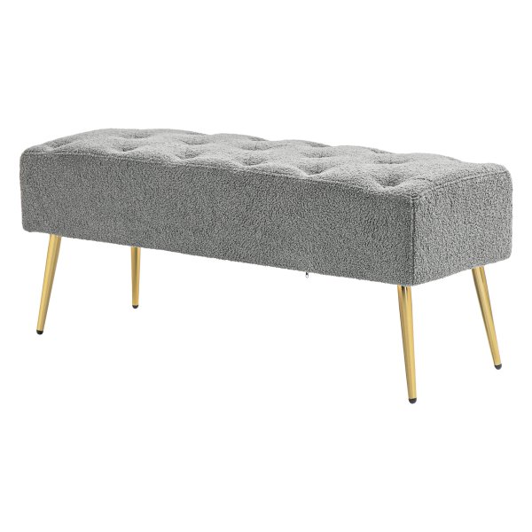 Zitmeubel - Comfortabele zachte bekleding - Vergulde stalen poten - Grijs