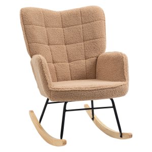 Schommelstoel - Relaxmeubel - Schommelzitting - Imitatie lamsvacht - Bruin