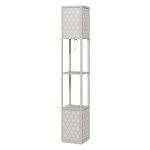 Vloerlamp - Trekkoordschakelaarlamp - Modern design – Twee planken - Zwart/Wit