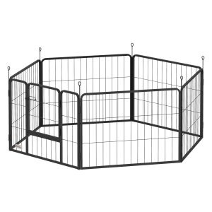 Hondenhek - inklapbaar - 6 panelen - staal - grijs
