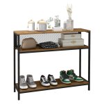 Consoletafel - Robuust Design - Veel Opbergruimte - Bruin
