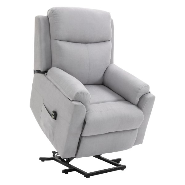 Linnen-touch Elektrische Relaxfauteuil - Opstaande Functie - Lichtgrijs