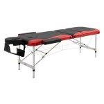 Massagetafel - Opvouwbaar - Verstelbare hoofdsteun - Zwart+rood