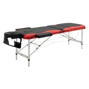 Massagetafel - Opvouwbaar - Verstelbare hoofdsteun - Zwart+rood