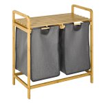 Wasmand – Elegant Living - Bamboe - Twee waszakken - Wit