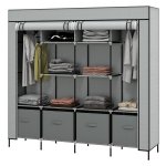 Kledingkast - Luxe Living - Kledingstang en 10 vakken - Fluweel - Donkergrijs.