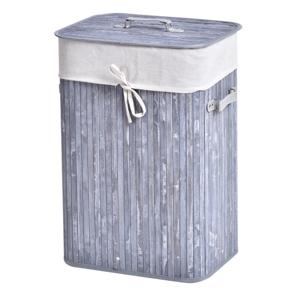 Wasmand - BambooHome - Opvouwbaar - Handvatten - Grijs