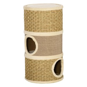 Klimboom – Krabpaal Post Scratch Bin - 3 niveaus - Sisal & pluche - Beige