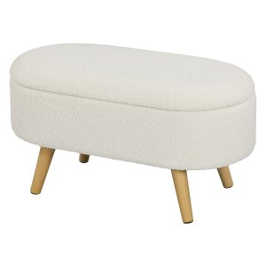 Wit - Bankje- Dekselloos – Voetensteun - Houtkleur