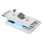 Salontafel - Woonkamertafel - Modern design - LED-verlichting - Wit
