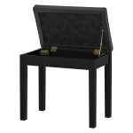 Pianobank - Kunstlederen bekleding - Doorgestikte knopen - Zwart