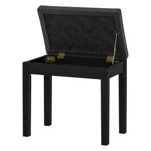 Pianobank - Kunstlederen bekleding - Doorgestikte knopen - Zwart