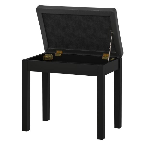 Pianobank - Kunstlederen bekleding - Doorgestikte knopen - Zwart