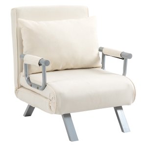 Tuinstoel - Ligstoel met relaxfunctie - Gastenbed - Crèmewit