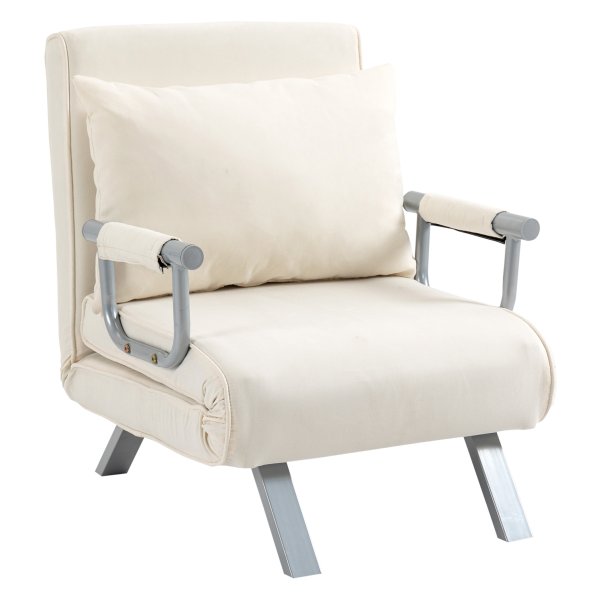 Tuinstoel - Ligstoel met relaxfunctie - Gastenbed - Crèmewit