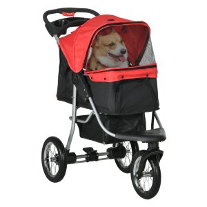 Huisdierenbuggy - FlexiPet - Opvouwbaar - 3 wielen - Rood/Zwart