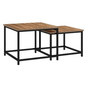 Salontafelset - ModernLiving - Industrieel ontwerp - Staal/walnoot