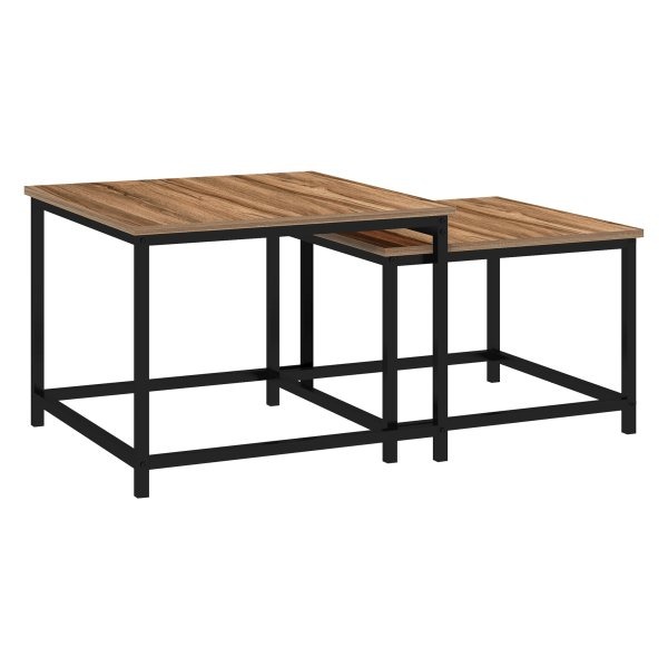 Salontafelset - ModernLiving - Industrieel ontwerp - Staal/walnoot