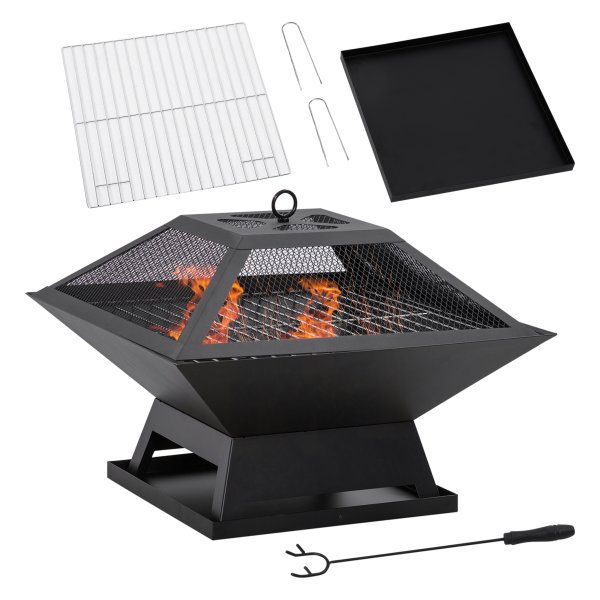 Vuurkorf - Vuurman - Vonkbescherming - Grillrooster - Zwart