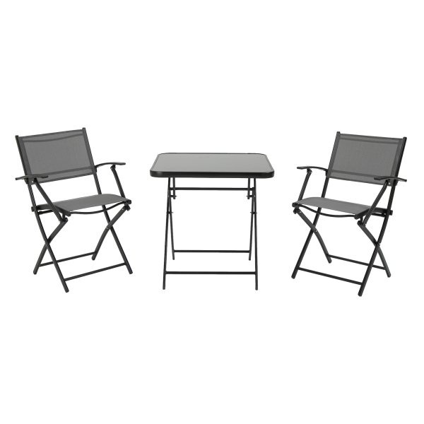 Tuintafelstoelen - Opvouwbaar - Metaalgaas - Zwart/Grijs