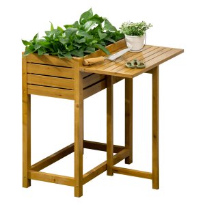 Bloembakbed – Inklapbaar tafelblad – Kruidenbak - Bruin