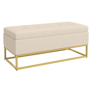 Zitbank – StijlvolleBank – Opbergruimte – Stalen poten - Beige