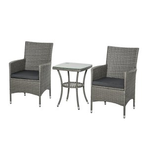 Bistroset - Rotan Balcony Meubelset - Poly Rotan - Grijs