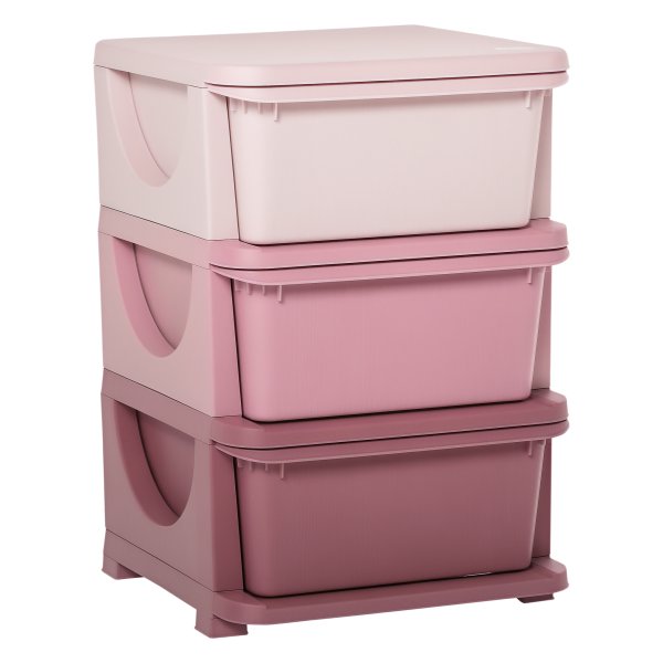 Kindermeubel - - Opbergkist met lades - Speelgoedopbergbox - Roze
