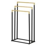 Handdoekhouder - ExcellentHome - Staal en Bamboe - Zwart