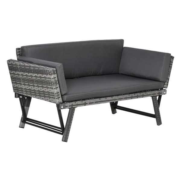 Tuinbank - ComfortGarden - Loungesofa - Stalen armleuningen - Grijs
