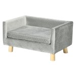 Hondenmandklein - FluffyPets - fluweelzachte touch - houten poten - grijs